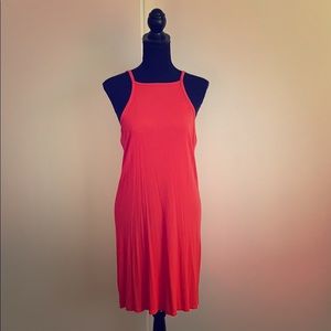 Neonish colored maxi dress.